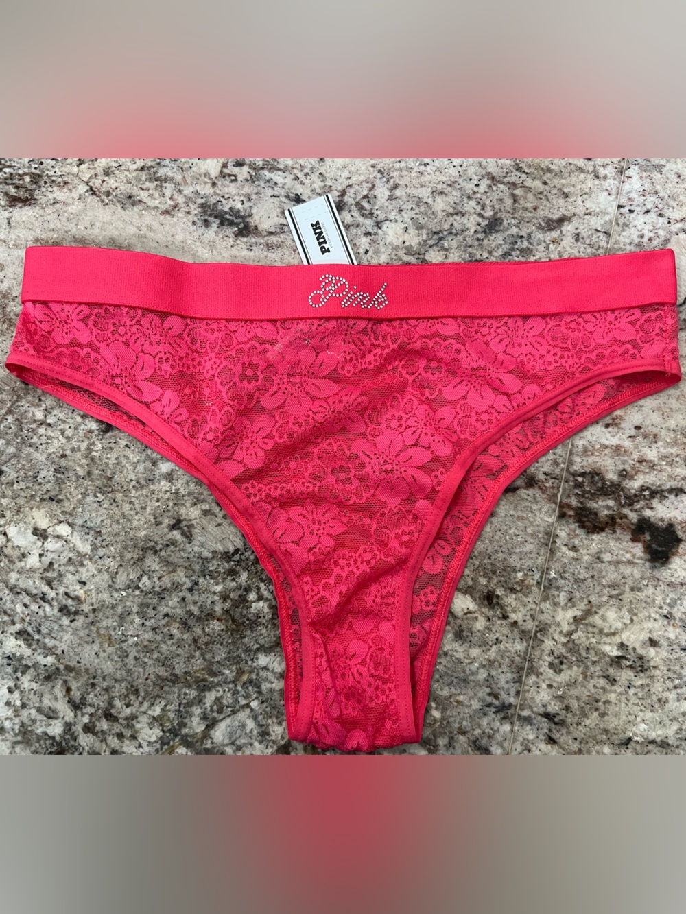 NWT!💗PINK Victoria’s Secret!Pink Brazillian cut Bling Bikini Panty!Sexy!Sz-M!